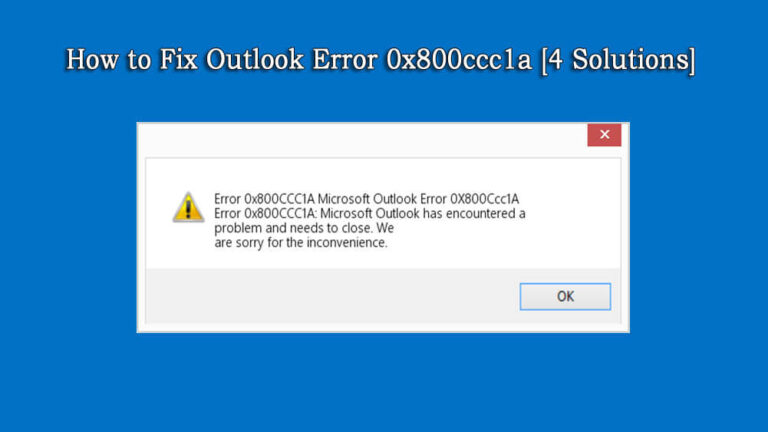 Cách sửa lỗi Outlook 0x800ccc1a