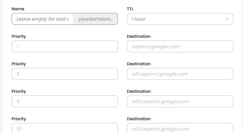 Làm cách nào để sửa đổi bản ghi MX cho Google Workspace Mail?